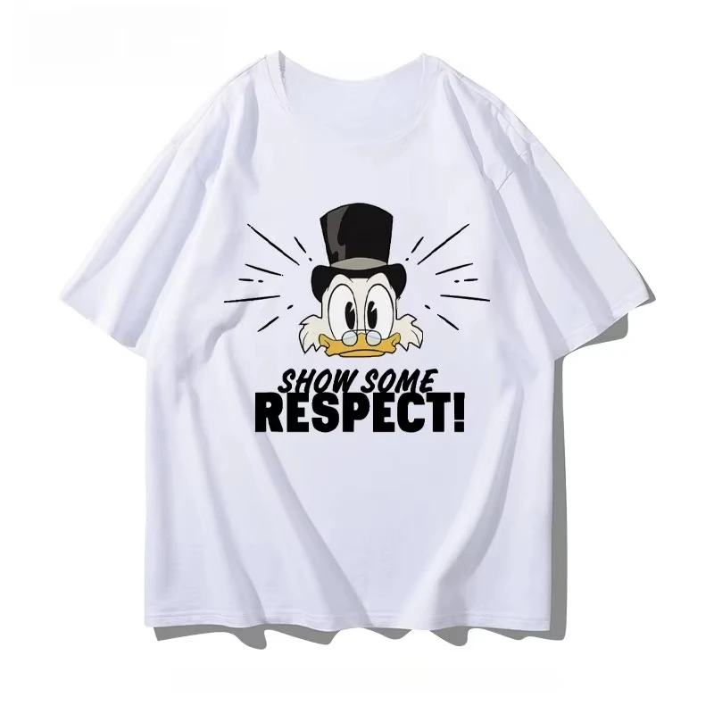 

Хлопковые футболки Disney Donald Duck Scrooge McDuck в стиле ретро, новые летние мужские и женские футболки с короткими рукавами, уличные дышащие футболки