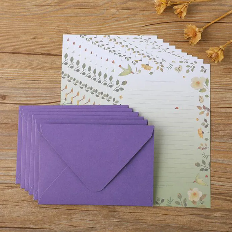 6 Envelope 10 Letter Paper Set Creative Chinese Ancient Style A5 Floral Letterhead Set Beautiful Western Style Small Envelope
