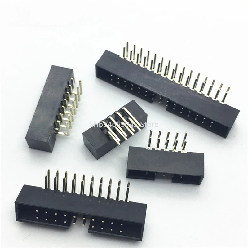 5pcs DC3 Male Connector 2.0mm Pitch 6 10 14 16 18 20 26 30 34 40 Pin Right Angle Box Header IDC Socket 8P 10P 14P 16P 34P 40P