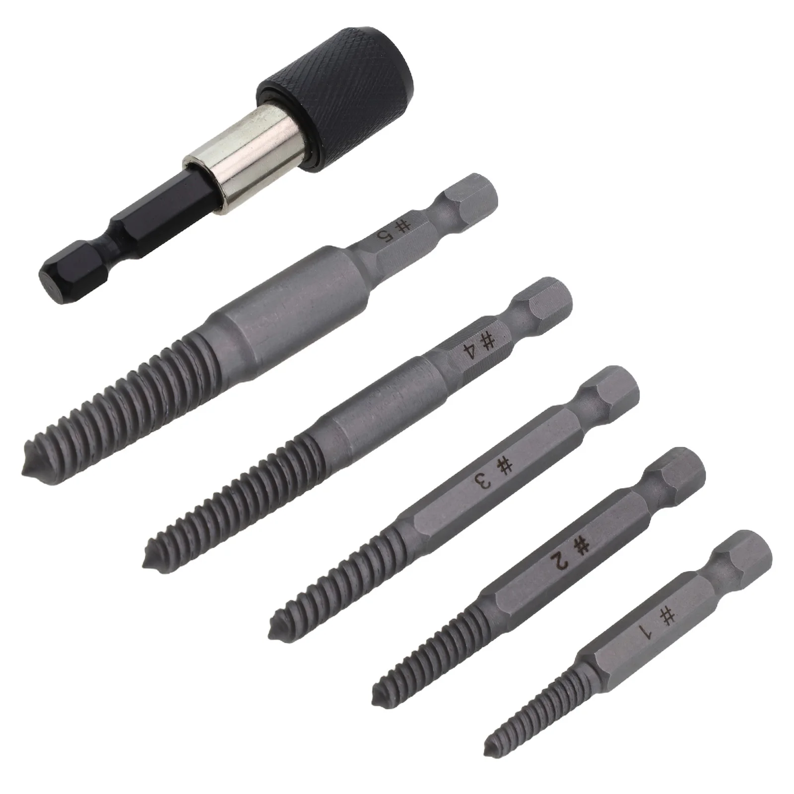 Broken Damaged Pipes 6Pcs Stud Screw Extractor Remover Set Broken Damaged Pipes Bolt Easy Out Tool Stud Screw Extractor