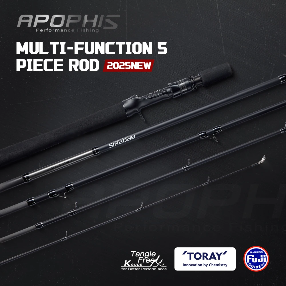

CYLIUS 5 Section Apophis Travel Bass Fishing Longcast Heavy Power Portable Multi Section All Purpose Fishing Rod For Trip