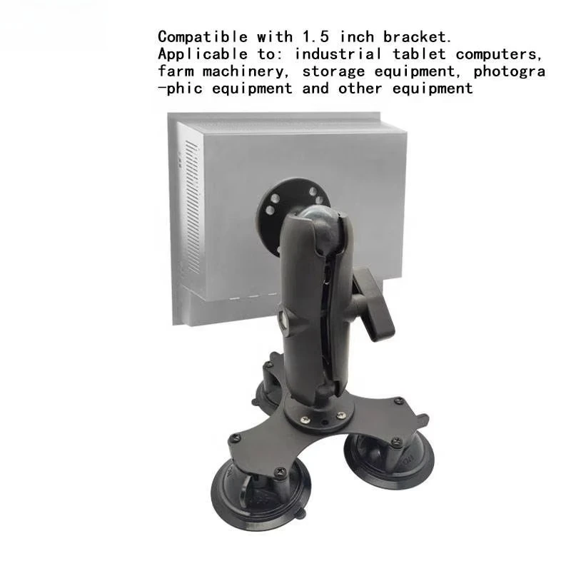 1.5 Inch Ball PDA Monitor Display Stand Strong Tight Triple Vacuum Suction Cup Mount for Car Windshield Truck Ram Charger