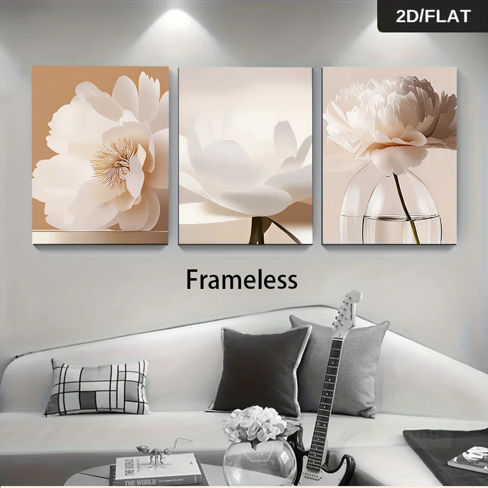 Multiple sizes 3pc frameless Canvas Painting modern minimalist living room decoration paintings, three piece frameless sofa back