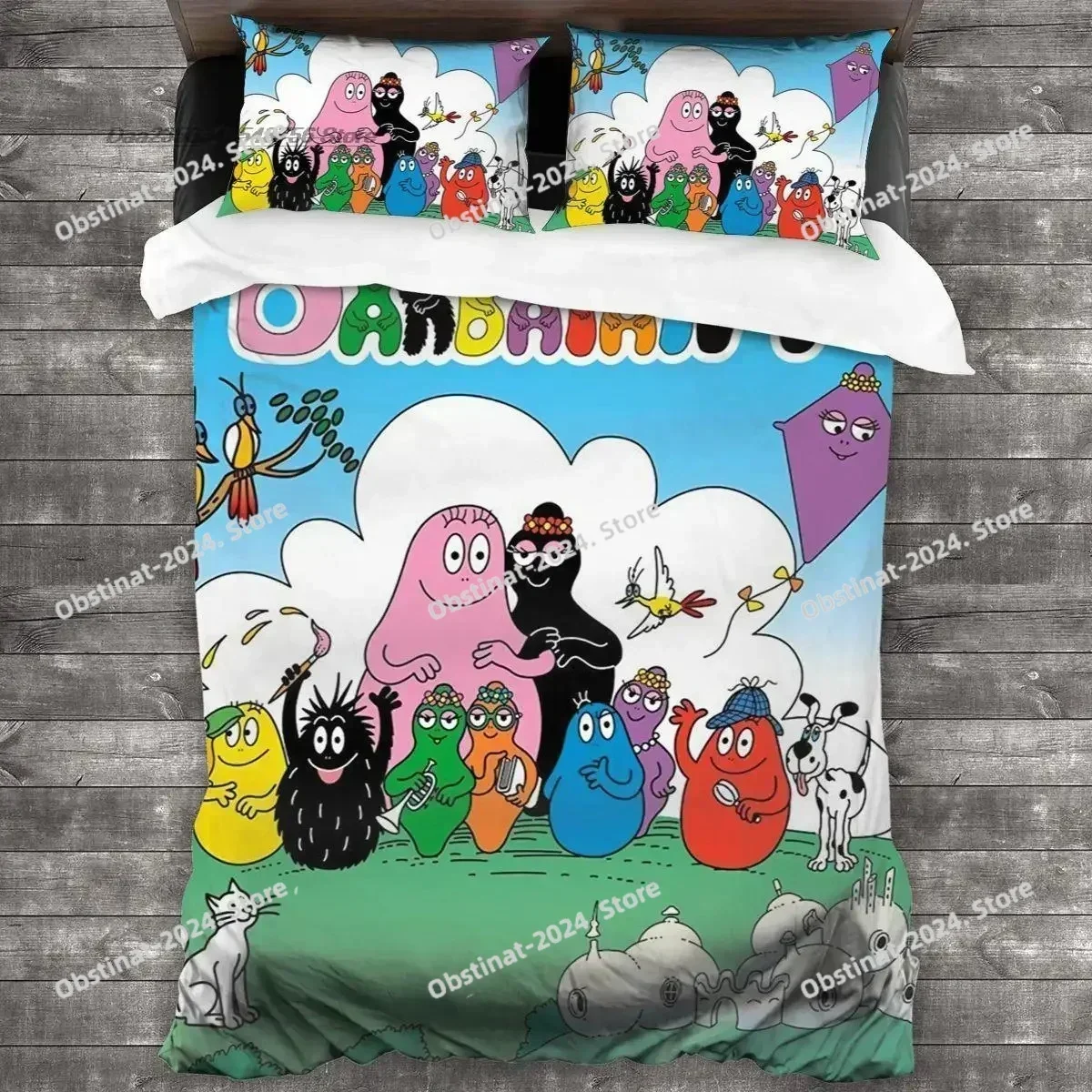 Barbapapa Bedding Set Single Twin Full Queen King Size Bed Set Aldult Kid Bedroom Duvetcover Sets Print coberta de cama de casal