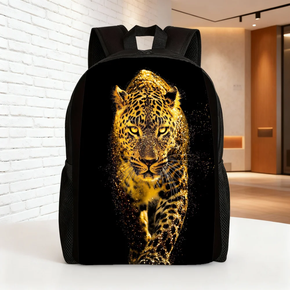 

College Backpack Casual Backpack Gold Leopard Print Large Capacity | Photography Backpack Comfortable and stylish