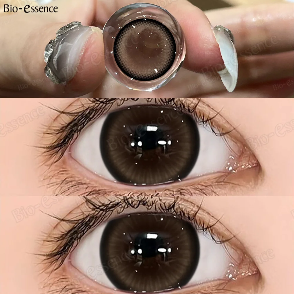 Bio-essense 1 Paar schwarze Gläser mit großen Augen, koreanische Naturlinsen, farbige Kontaktlinsen, Augen mit Grau, schöne Pupillenlentes – Detail 4