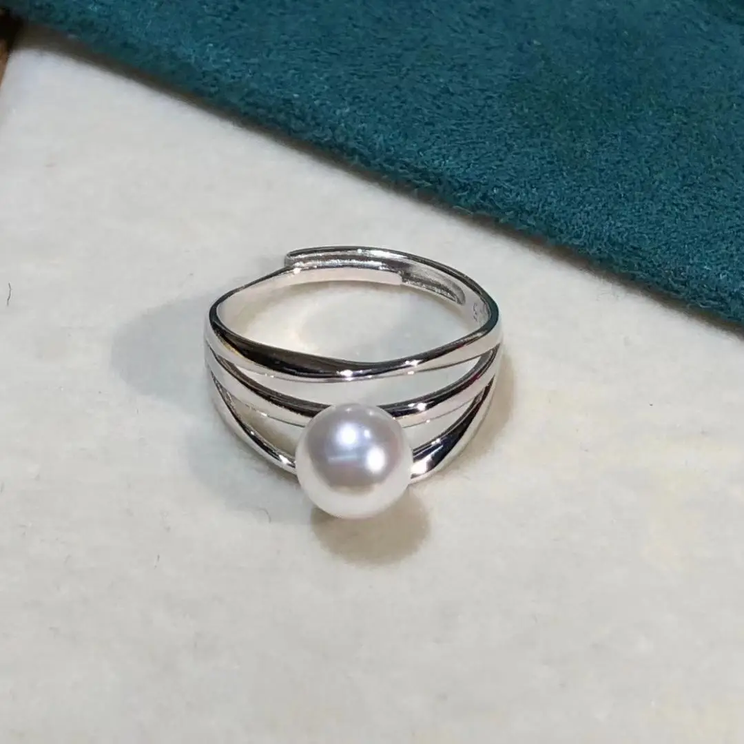 Wholesale S925 Sterling Silver Adjustable Ring Mount Settings Findings Mountings Accessory Parts for 6-7mm Pearls 5pcs/lot