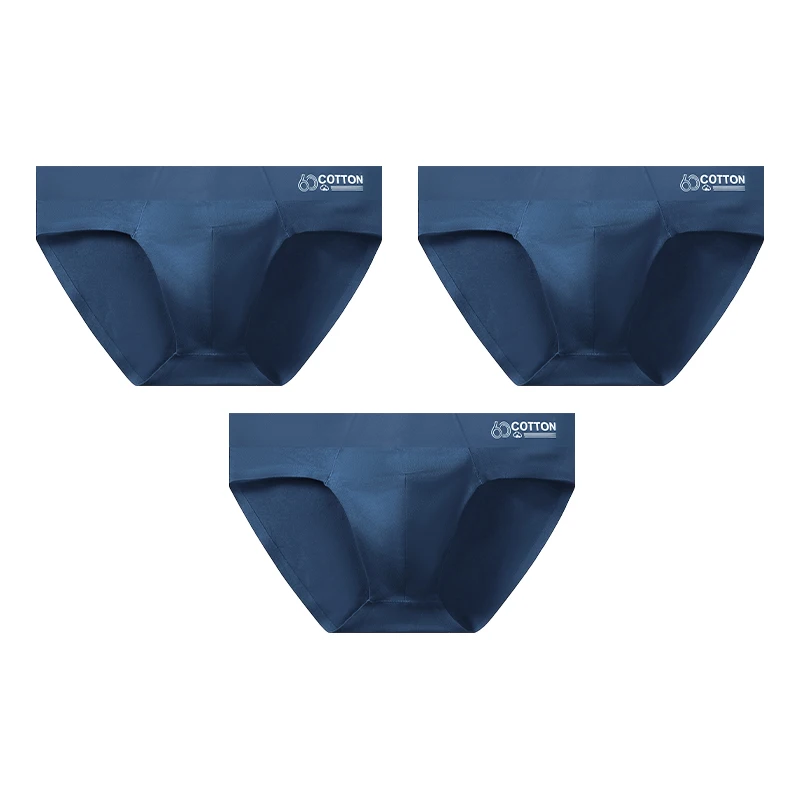 3PC Men's triangular underwear, 60 count cotton, men's antibacterial, breathable, sports, summer thin, seamless design