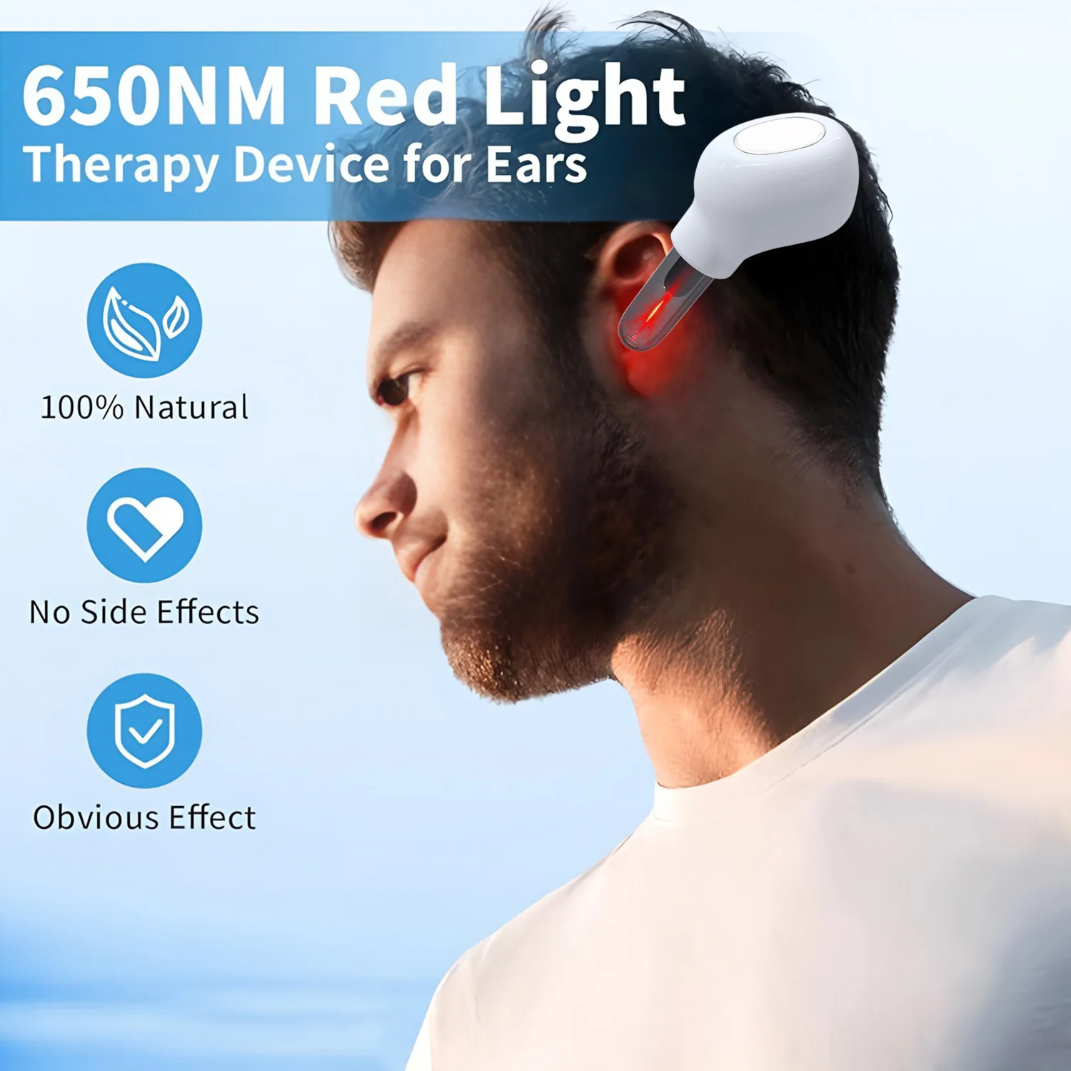 650nm Infrared Red Light Intelligent Laser Physiotherapy Earplug for Ear Nasal Canal, Tinnitus Deafness Otitis Media Home Health