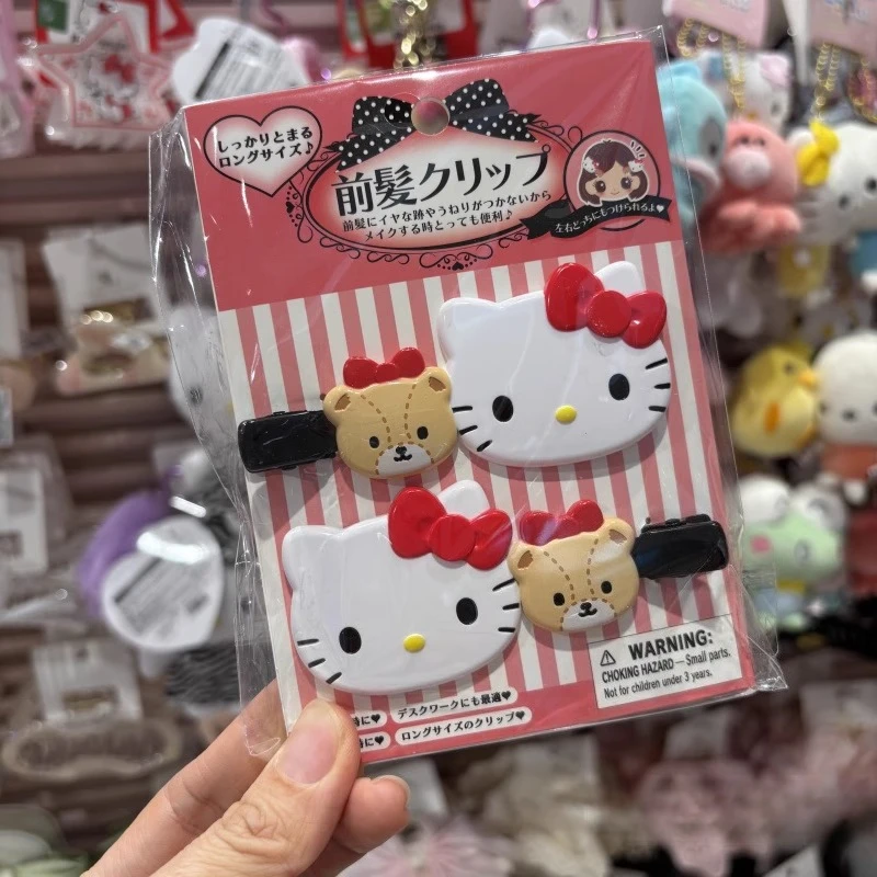 2 szt. Sanrio Hello Kitty Spinki do włosów z grzywką z Japonii, akcesoria do włosów z postaciami z kreskówek dla dziewczynek, prezent urodzinowy