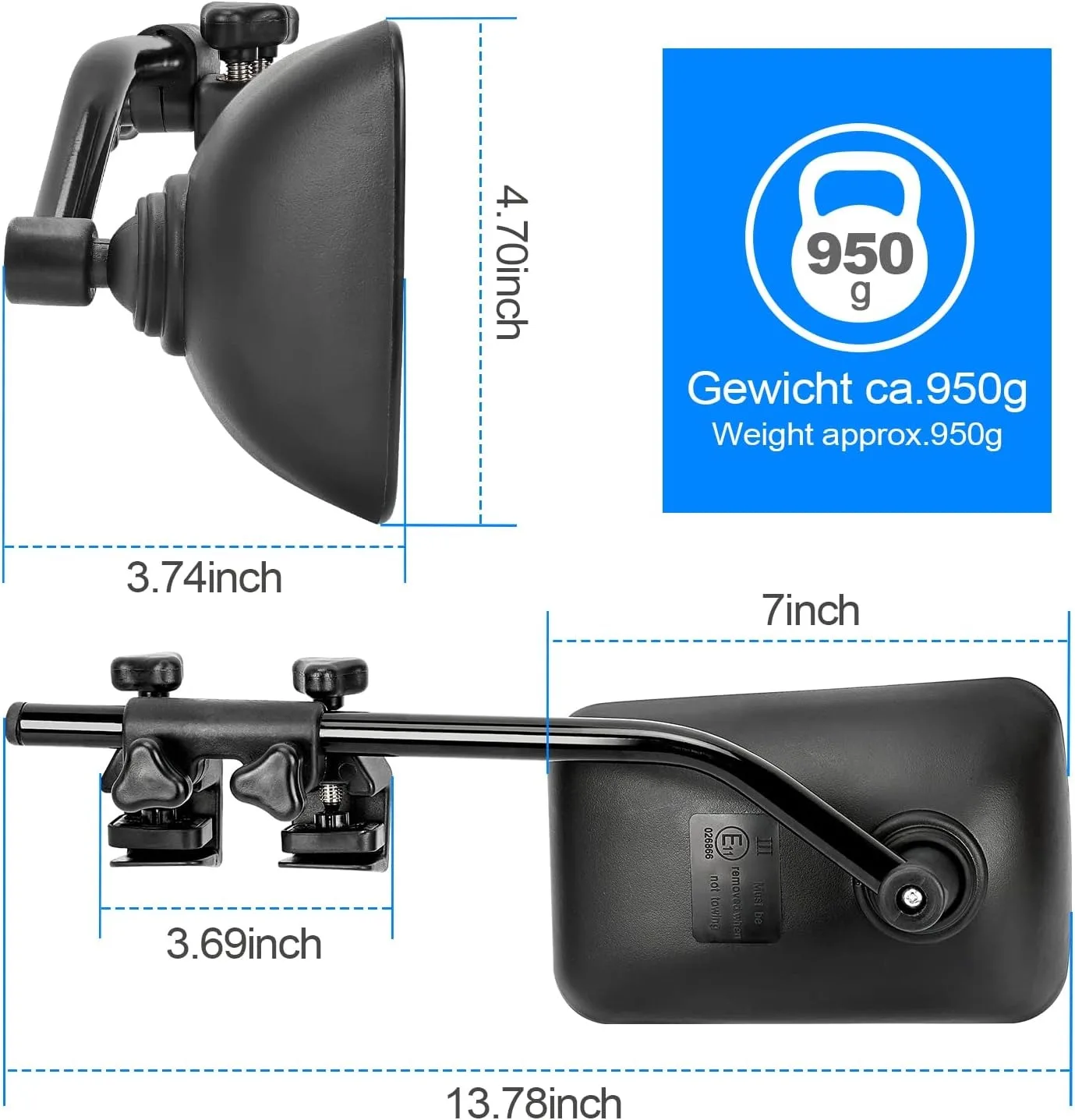 Universal Towing Mirrors Pair Caravan Wing Mirror Extensions with Clamps Safe Driving Mirror for Enhanced Visibility