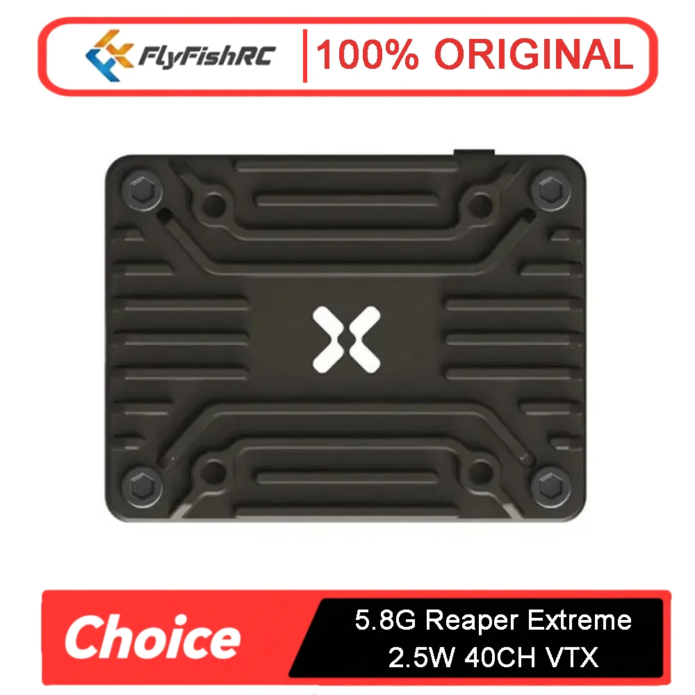 

Foxeer Reaper Extreme 2.5W VTX 5.8G 72CH Pitmode 2500mW Build-in Mic CNC Heat Dissipation Shell 2-8S 20X20mm for FPV Long Range