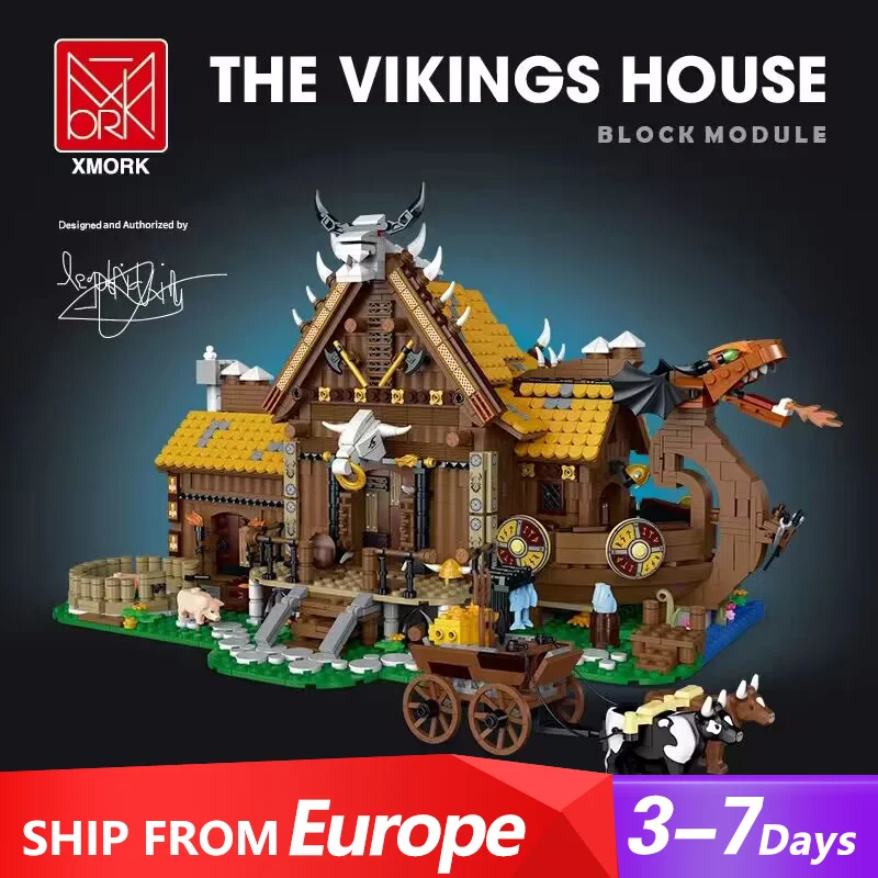 

Creative Expert Medieval Architecture MOC 033051 The Vikings House Model 3129PCS Building Blocks Brick Puzzle Toys for Boys Gift