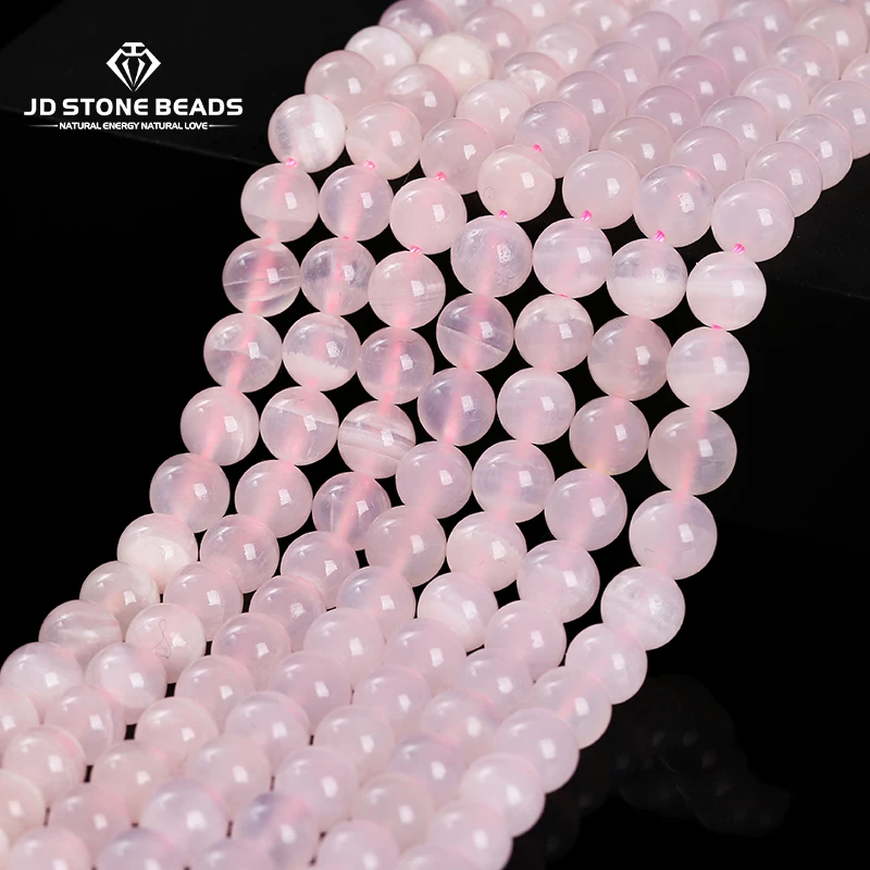 Natural Stone Pink Calcite Beads Round Smooth Loose Spacer Gemstone 6 8 10mm For Jewelry Making Diy Bracelet Necklace Accessory