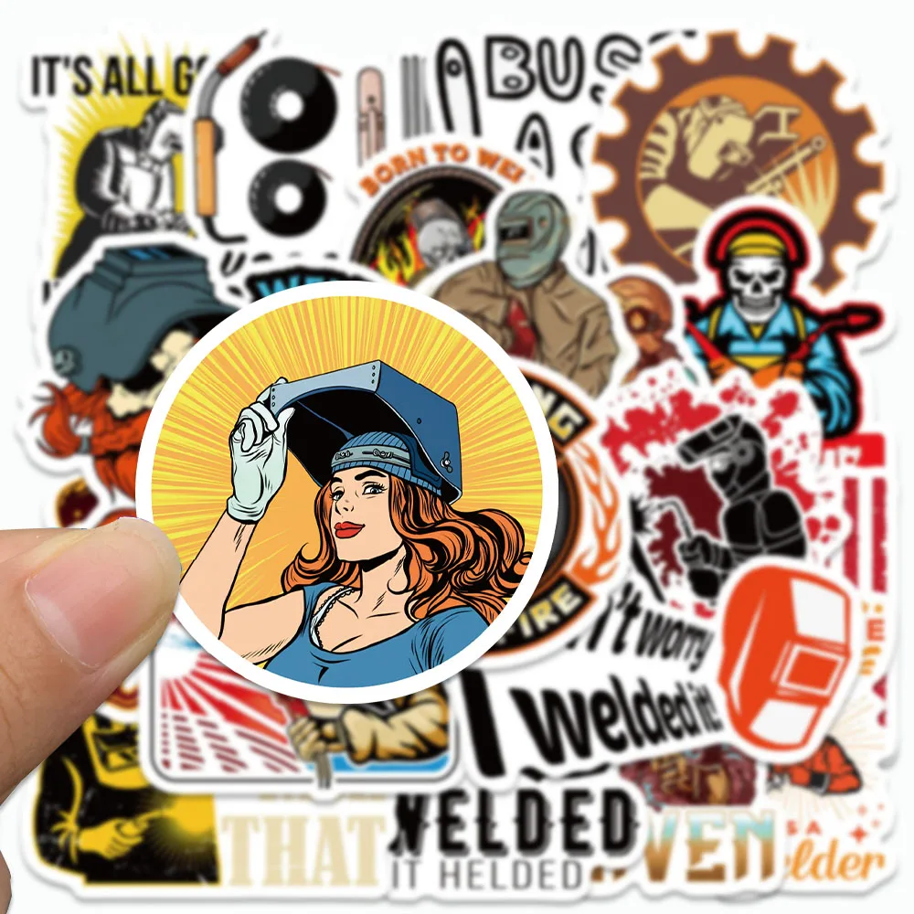 50PCS Welding Worker Stickers Cartoon Graffiti Decals For Laptop Phone Suitcase Skateboards Notebook Refrigerator Stickers Toy - Image 3