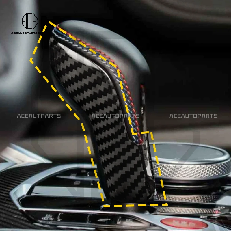 Dry Carbon Fiber For BMW M2 G87 M3 G80 M4 G82 G83 Real Dry Gear Shift Knob Cover Panel Decorative Car Interior Accessories