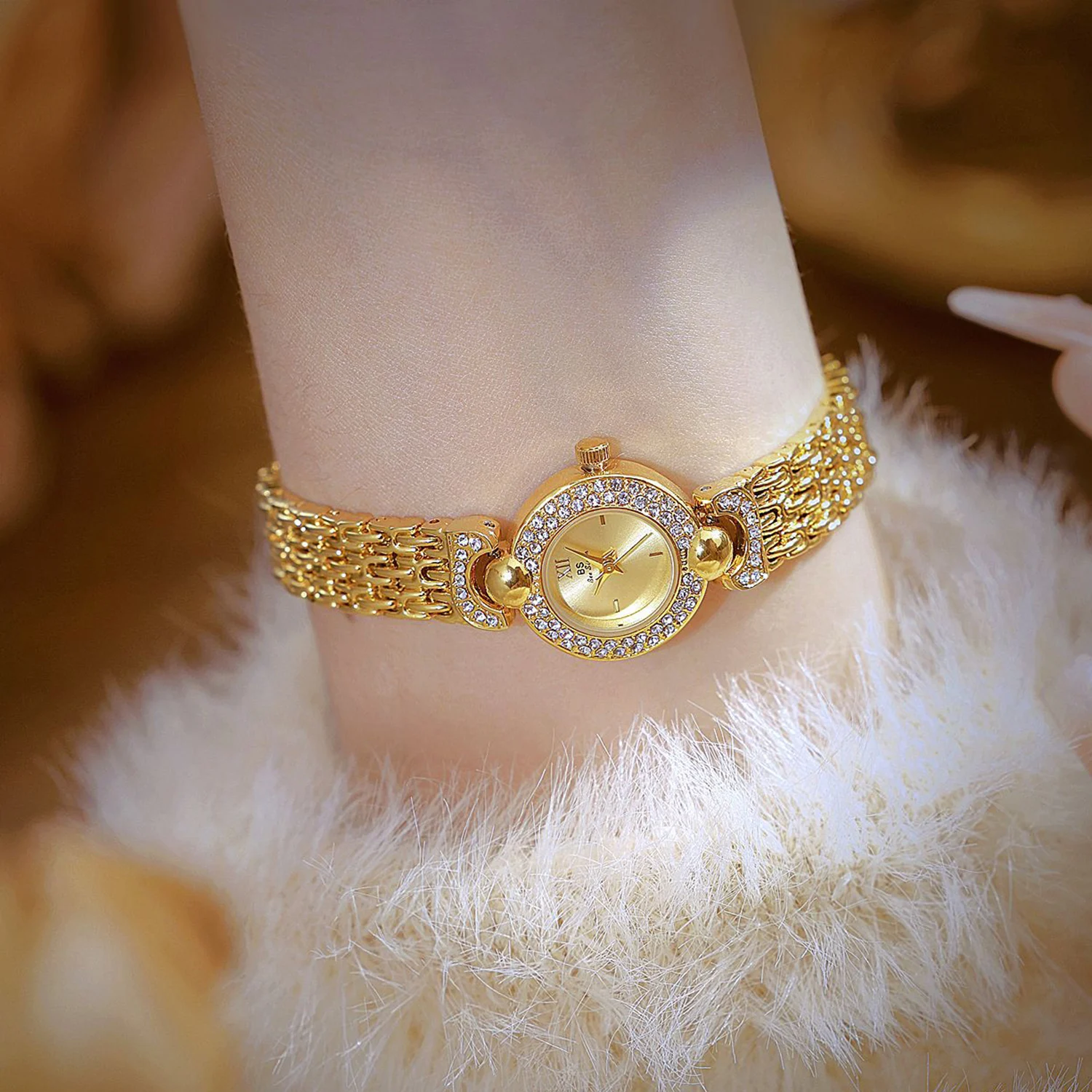 Diamond Gold Vintage Watch Women High-end Luxury Quartz Waterproof Dress Bracelet Wristwatch Original Gifts For Women 2025