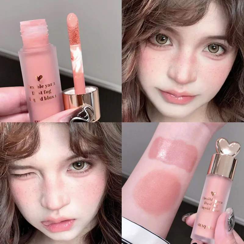 Cute Monochrome Soft Mist Liquid Blusher Stick Natural Cheek Dyed Blush Milk Strawberry Face Rubor Rouge Korean Makeup Cosmetics