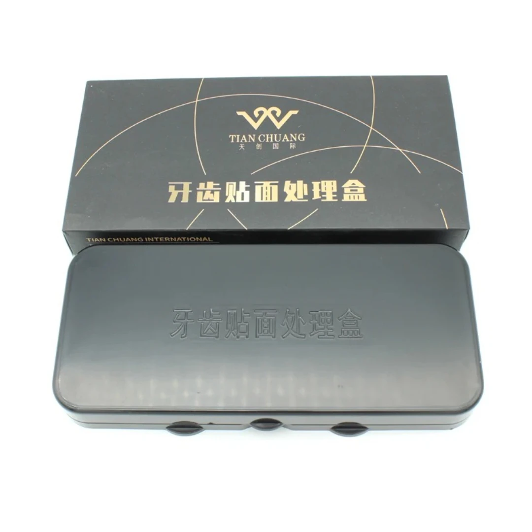 1pcs All-Ceramic Veneer Processing Box Tooth Veneer Rectangle Case Patch Disinfection Box Cleaning Box Denture Tool Container