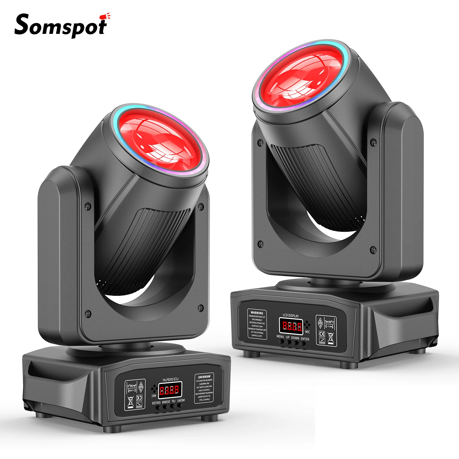 Somspot 2PCS LED Moving Head Lights 150W Stage Lighting Effect Projector RGB