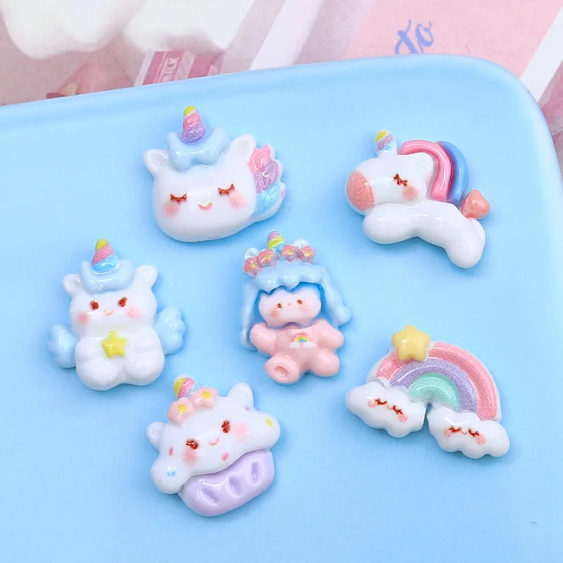 5pcs cute unicorn cartoon resin flatback diy kawaii resin accessories crafts materials scrapbooking embellishment