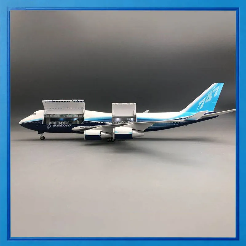 

47cm Boe ing 747 Prototype Model with LED Lights & Wheels Double Open Doors Simulation Aircraft Decor Gift