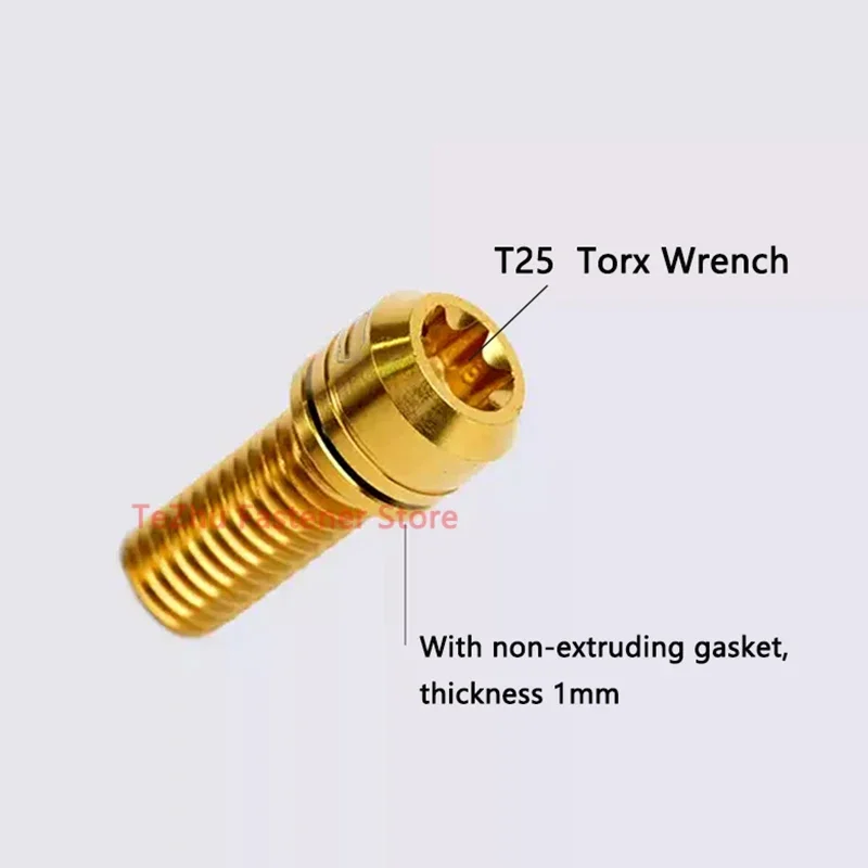 1/10pcs Titanium Alloy Bolt M5 Length 10-40mm T25 Torx Round Cylindrical Head with Gasket Spacer Mountain Road Handlebar Screws