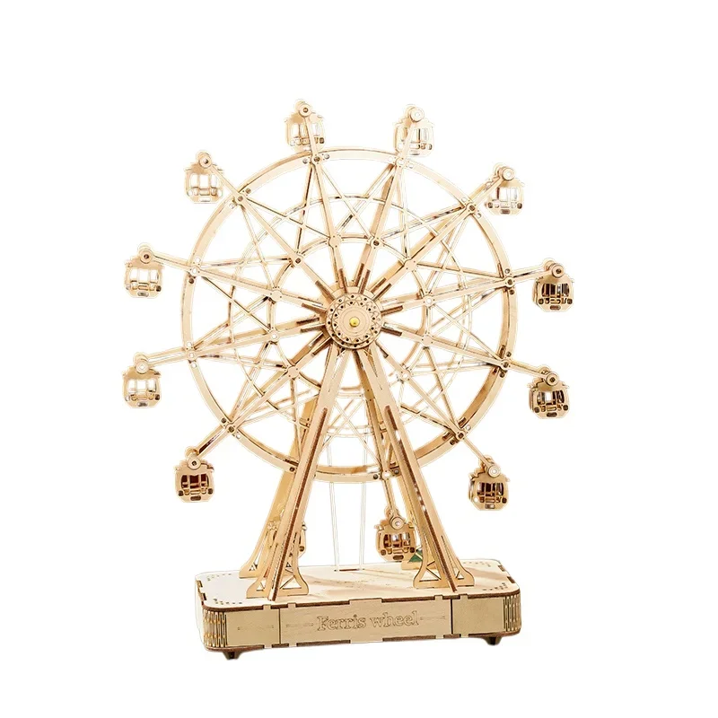 Décennie s de construction de grande roue, puzzle tridimensionnel, modèle d'assemblage en bois, jouet cadeau féminin, collection de décoration