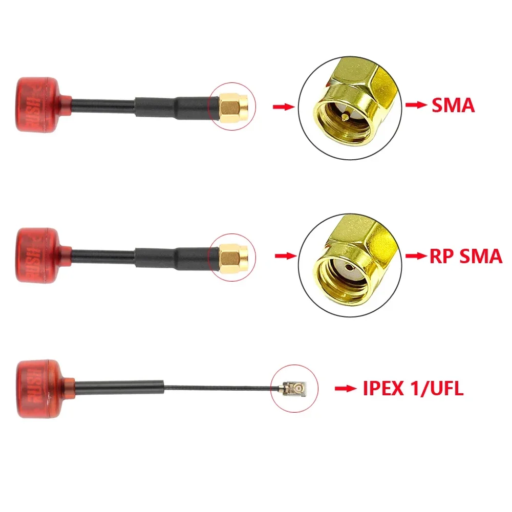 Rush Cherry FPV 5.8G Antenna LHCP RHCP SMA MMCX UFL IPEX  long range Antenna Connector Adapter Stubby For Racing Drone Goggles