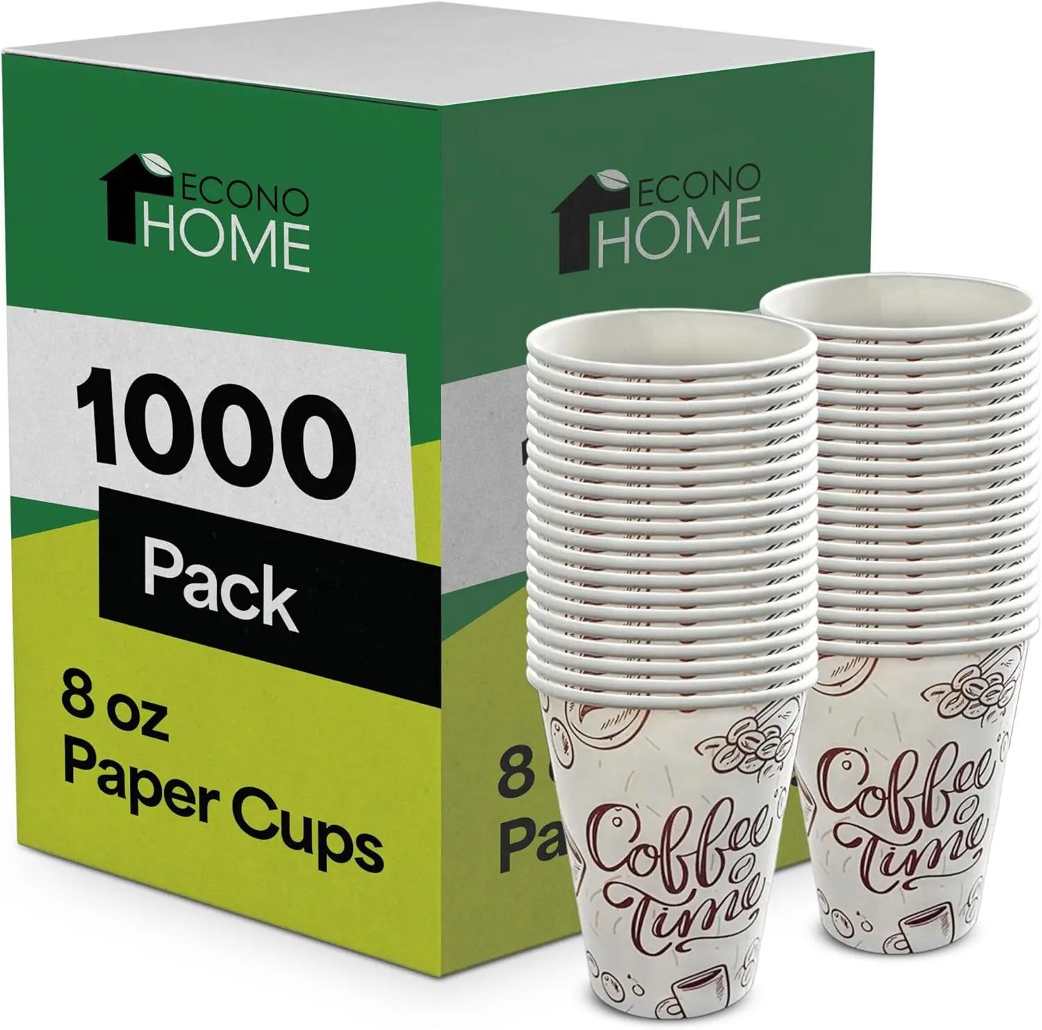 

8 oz 1000 Pack Disposable Coffee Paper Cups - Paper Cups for Hot and Cold Drinks, Tea, Water, and Juice