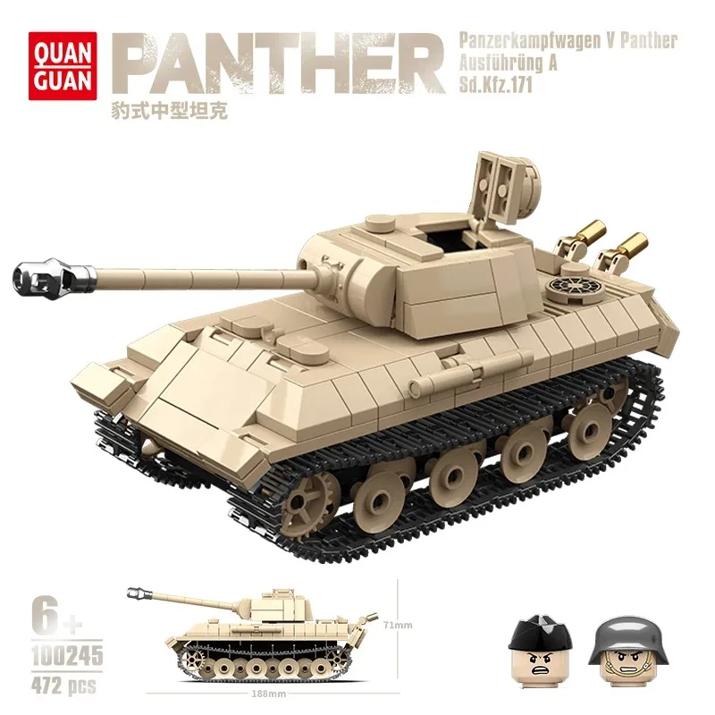 

2024 Germany WW2 Panther Type Medium Tank Panzerkampfwagen V Tank Bricks Military War Model Building Blocks Kid Toys Gifts MOC