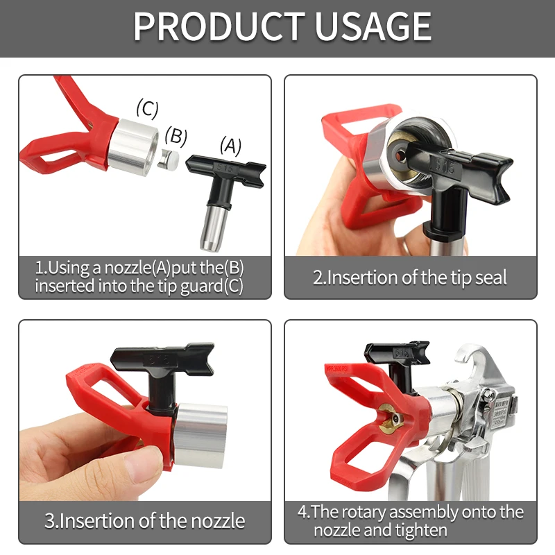 Imagem -05 - Durável Airless Pistola Dicas Seal Bico para Pintura Pulverizador Jardim Ferramentas Elétricas Reversão Ujung Nosel Semprot Tanpa Udara Conjunto