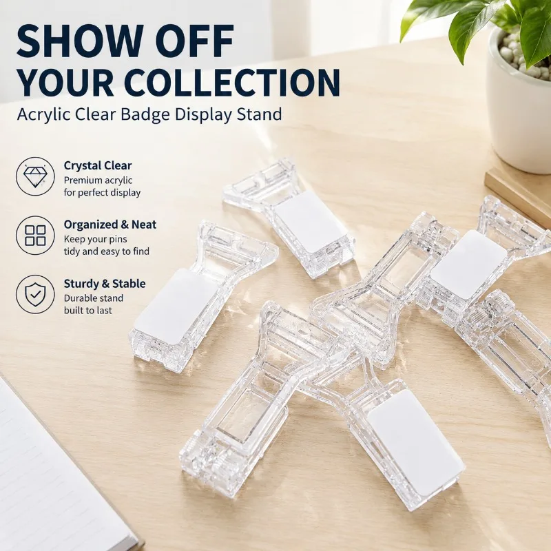 Transparent Acrylic Badge Display Stand Desktop Storage Holder for Anime Pins Button Charms Cartoon Merchandise Medal Collection