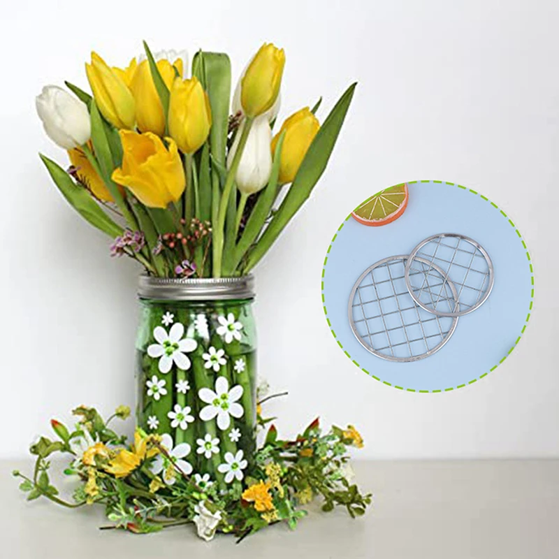 Ikebana Flower Arranjo com Split Mesh Frame, 2 em 1 vaso Filler Jar, suportes de flores, 70mm, 86mm, 5 pcs