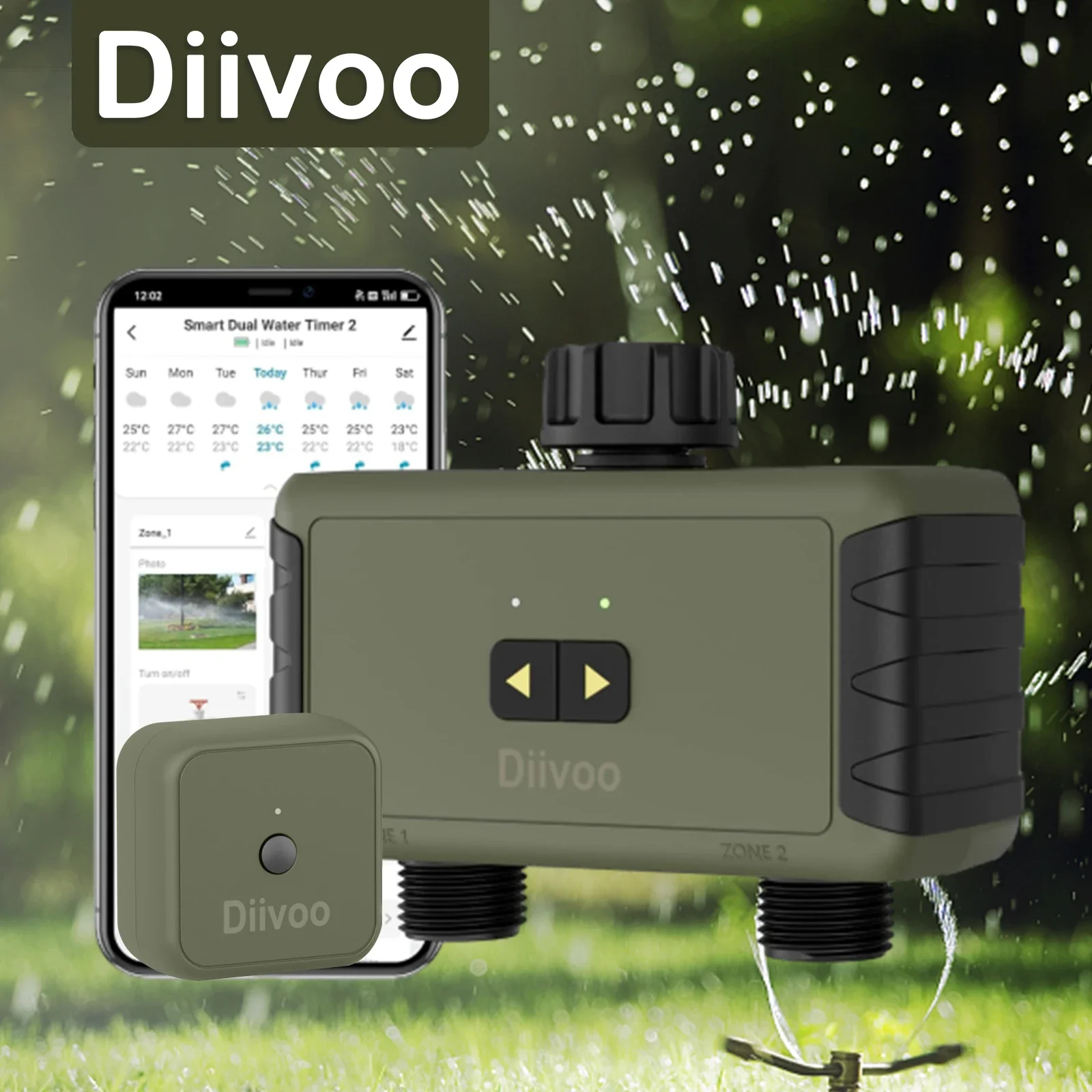 Diivoo Automatic Irrigation Controller Water Timer WIFI Control Water Valve Garden Automatic Watering System 1/2 Zone