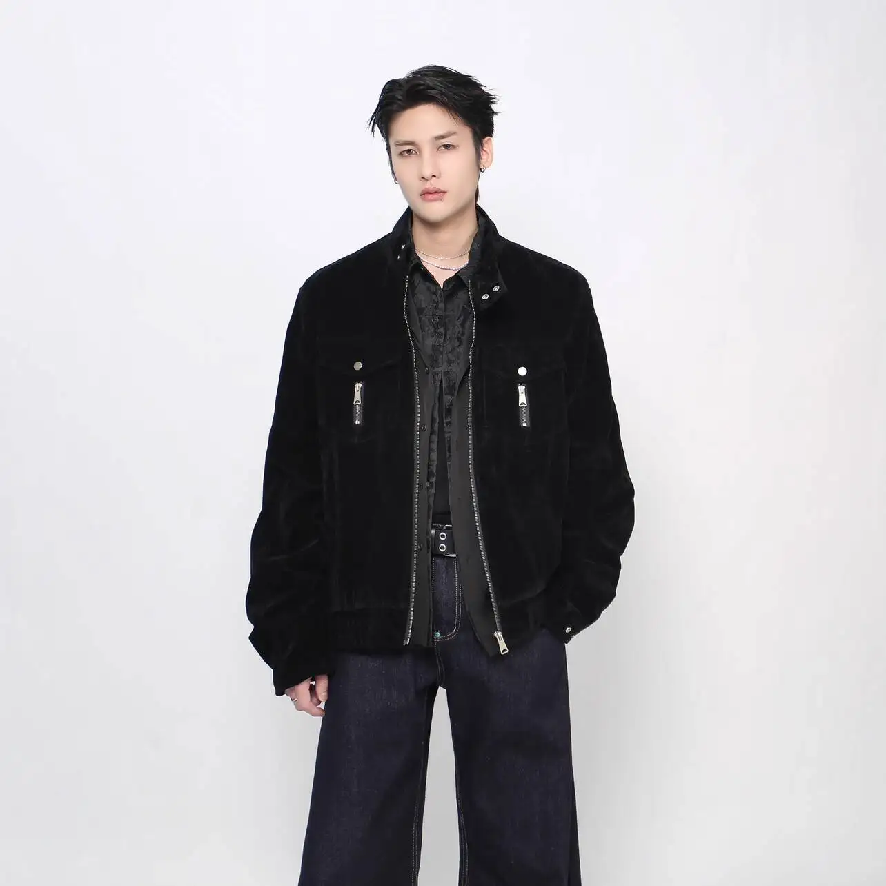 MWJLPWQ ملابس العمل على طراز الشارع الأمريكي سترة بياقة واقفة للرجال معطف جديد للخريف عالي الجودة غير رسمي وسيم 21169 #5