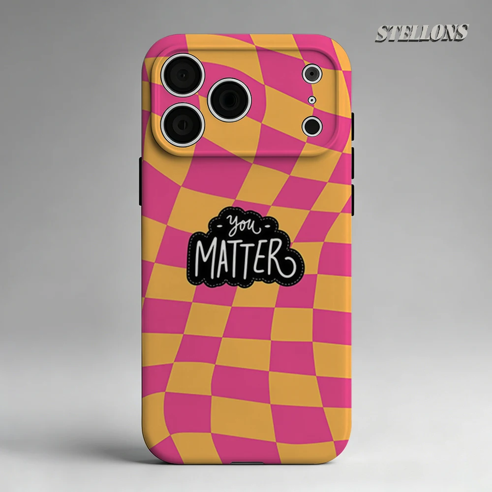 Phone Cases Orange - Pink-Orange Kariertes Slogan-Design für iPhone18 Must-Haves