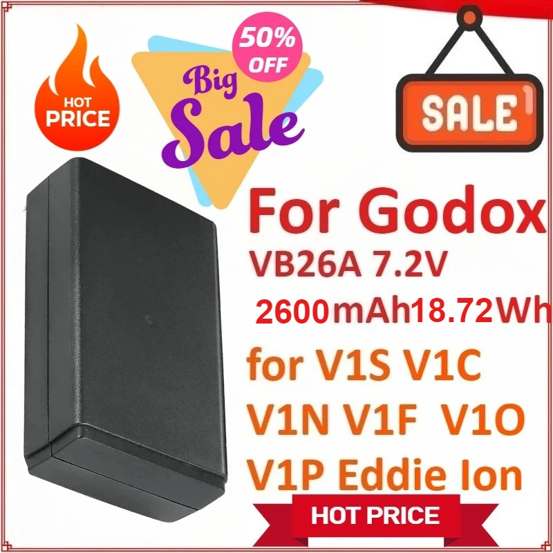 

VB26A 7.2V 2600mAh 18.72Wh Round Head Photography Light Replacement Battery For Godox V1S V1C V1N V1F V1O V1P Eddie Ion