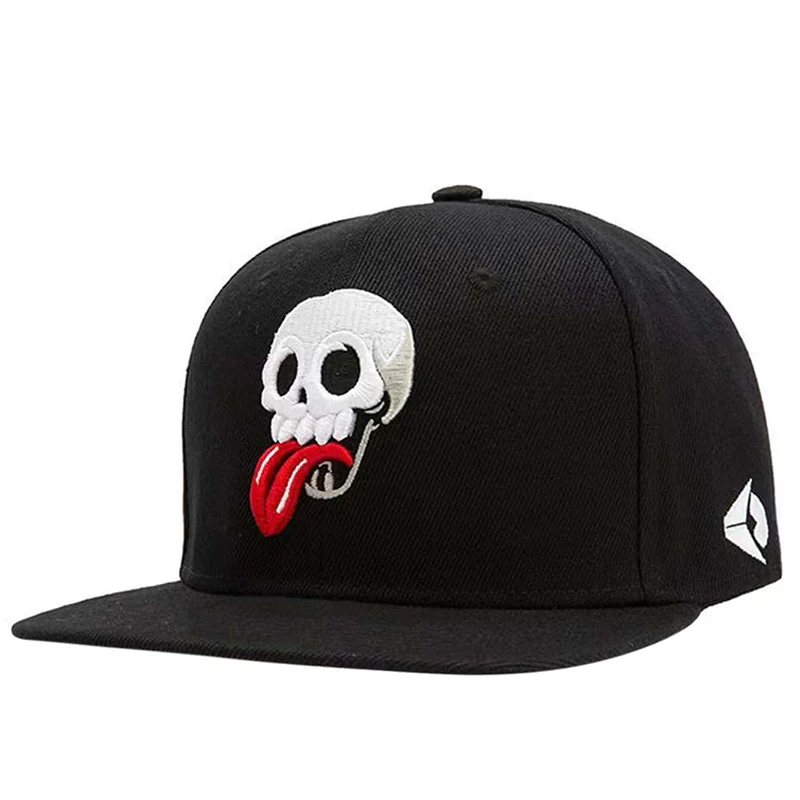 1 pezzo Unisex teschio lingua ricamo cappelli Hip-hop primavera e autunno cappellini da Baseball Casual regolabili all'aperto cappello con protezione solare