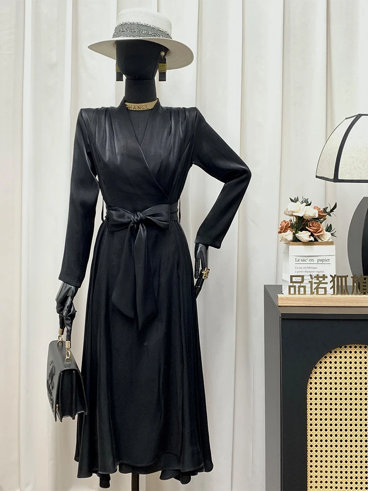 

Pinno Bla High Waist iny Tead Long Dr Spring New Korean Sle Mermaid Sve Dr Midi Skirt Commute Ele