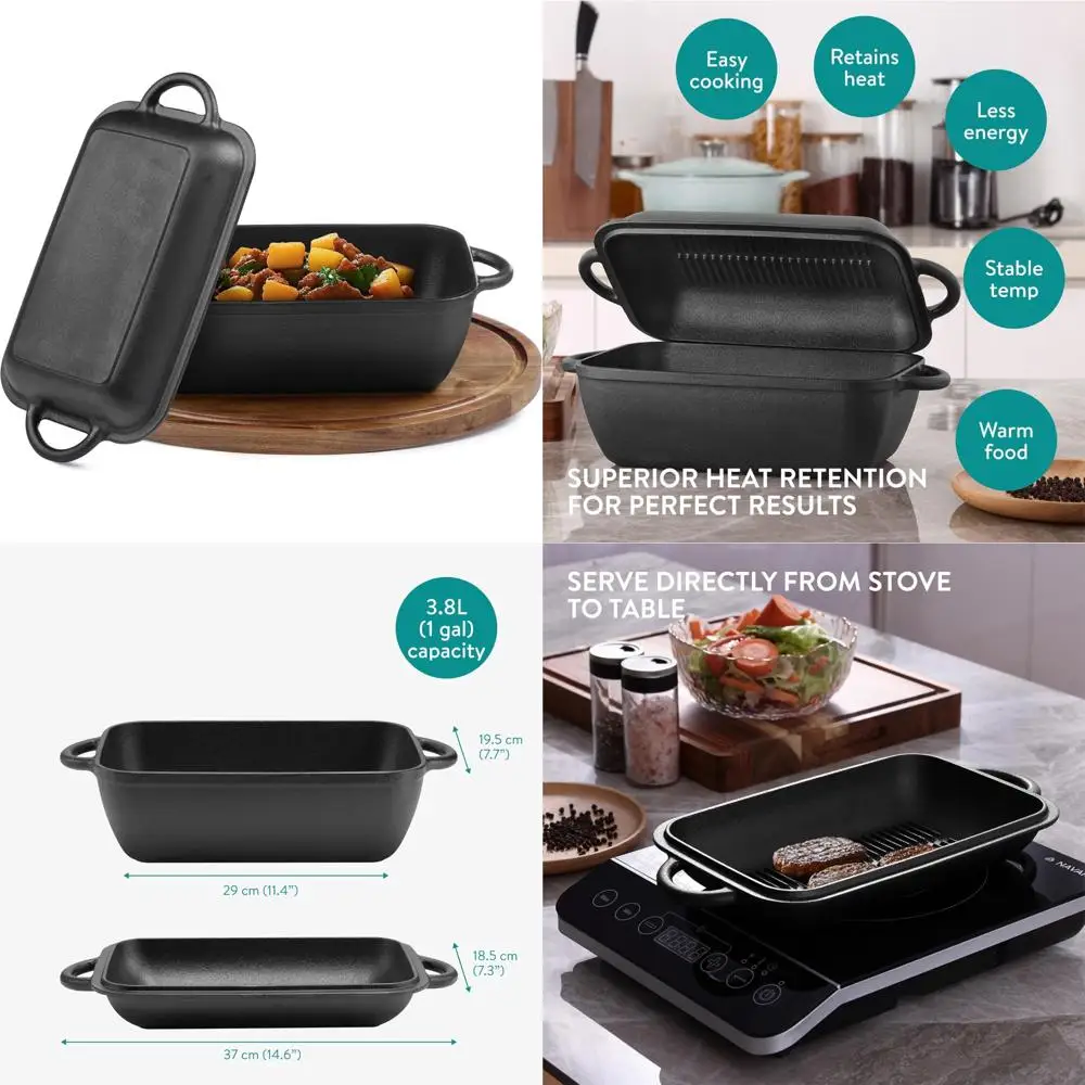 

Набор чугунной голландской духовки с крышкой, емкостью 3,8 л, черный — универсальная сковорода, сковорода, кастрюля, кастрюля, кастрюли и сковородки
