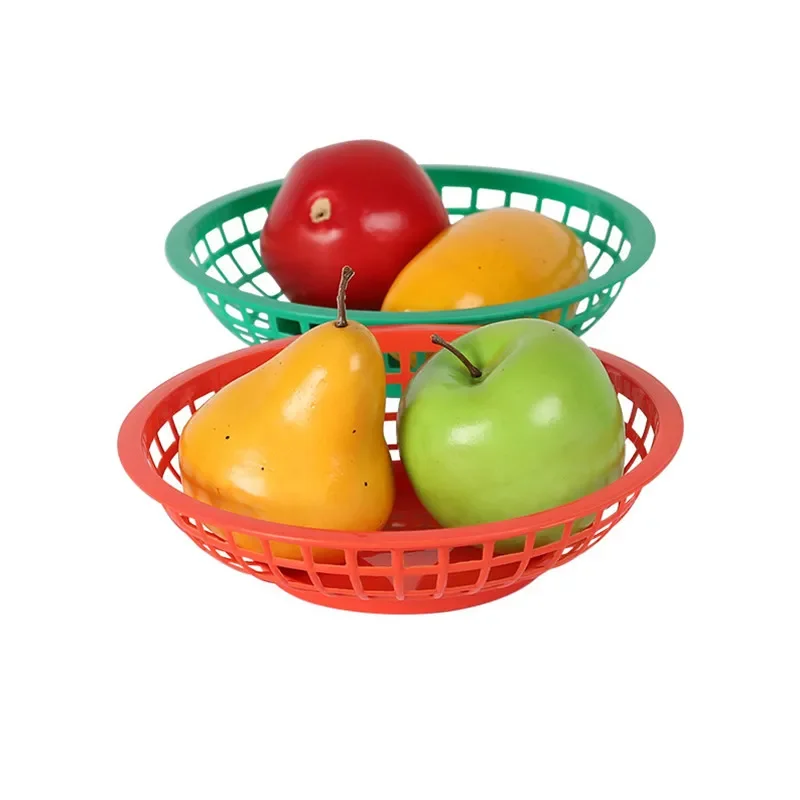 Baskets Food Serving Plastic Fast Round Basket For Bowl Bread Holder Fruit Deli Dog Hot Bowls Reusable Burgers Nut Snack Tray 12