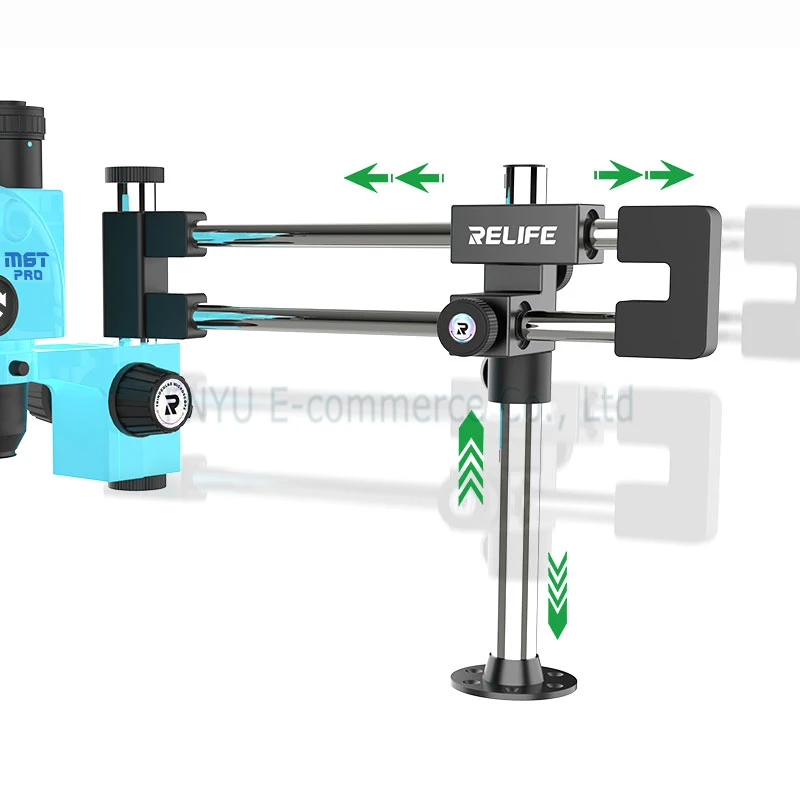 Supporto per microscopio RELIFE MS2 Pro 360 ° Regolazioni della rotazione Supporto a doppia asta a doppio cuscinetto per la maggior parte degli strumenti di rilevamento dei kit di microscopio