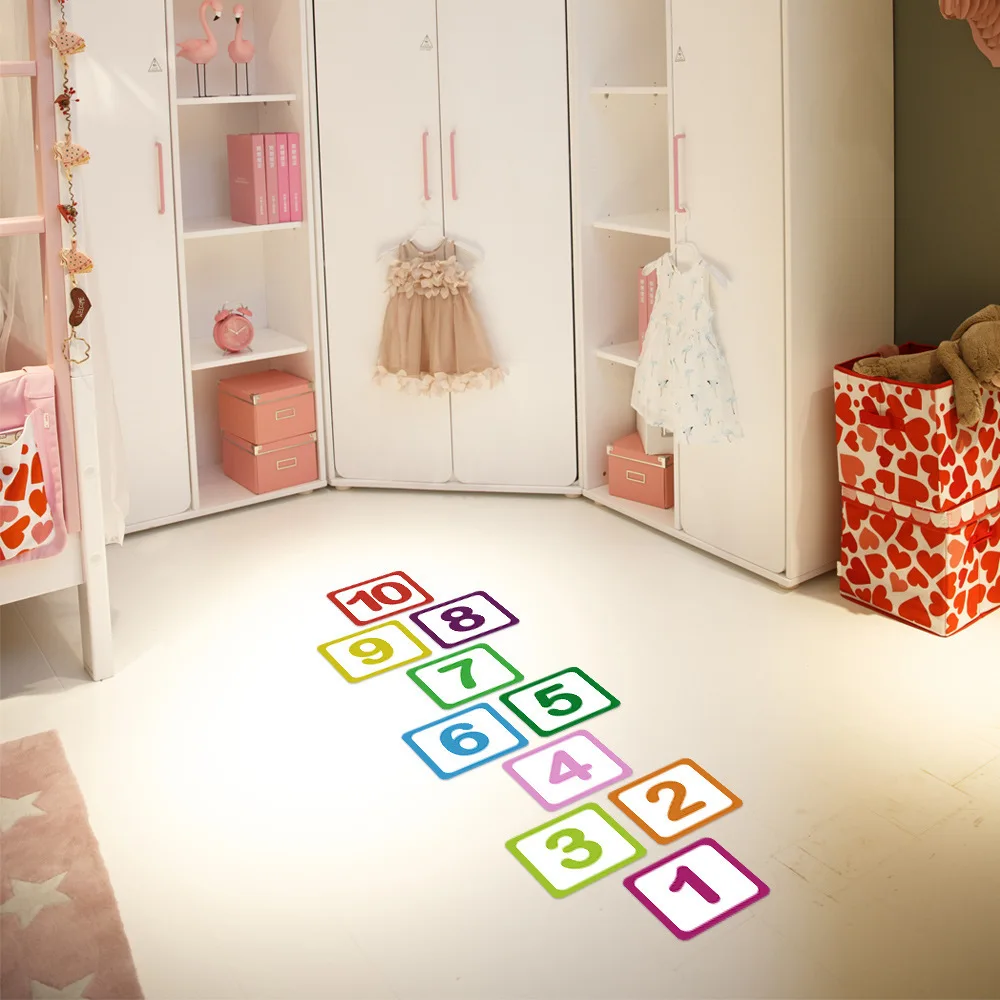 10 قطعة عدد لعبة ملصقات أرضية متجمد المضادة للانزلاق ذاتية اللصق الحجلة الشارات غرفة الاطفال التعليمية اللعب صور مطبوعة للحوائط #1