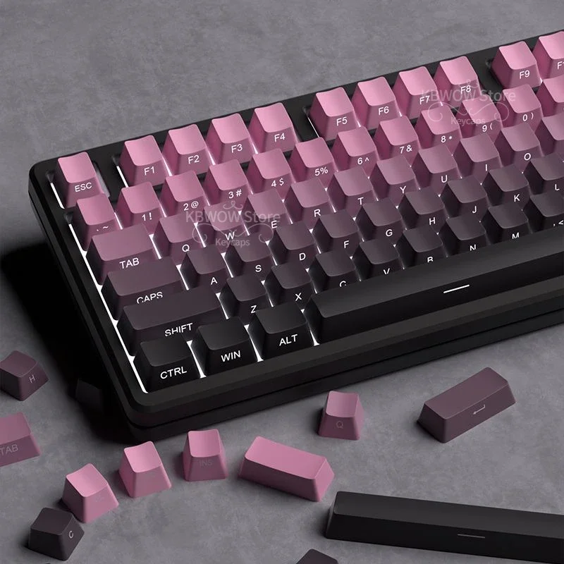 133 Keys OEM Profile Dye Sub PBT Keycaps Blackberry Side Printed Shine Through Keycaps for Gateron MX Switches Gaming Keyboard