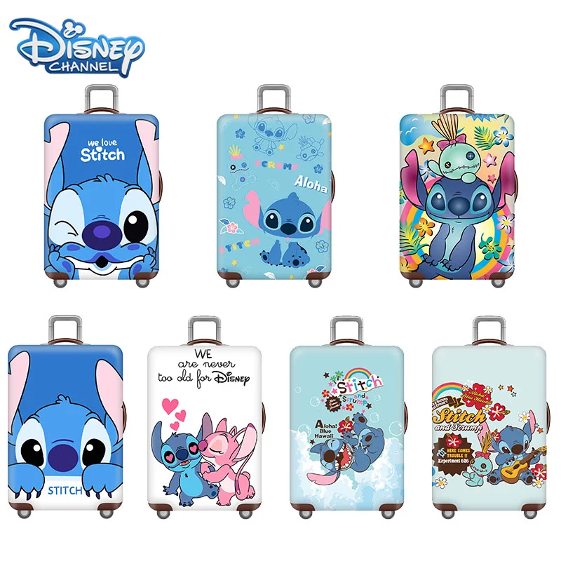 Disney-funda de equipaje elástica Stitch, cubierta protectora de maleta, etiquetas gruesas de Anime, decoraciones de maleta de carro de viaje