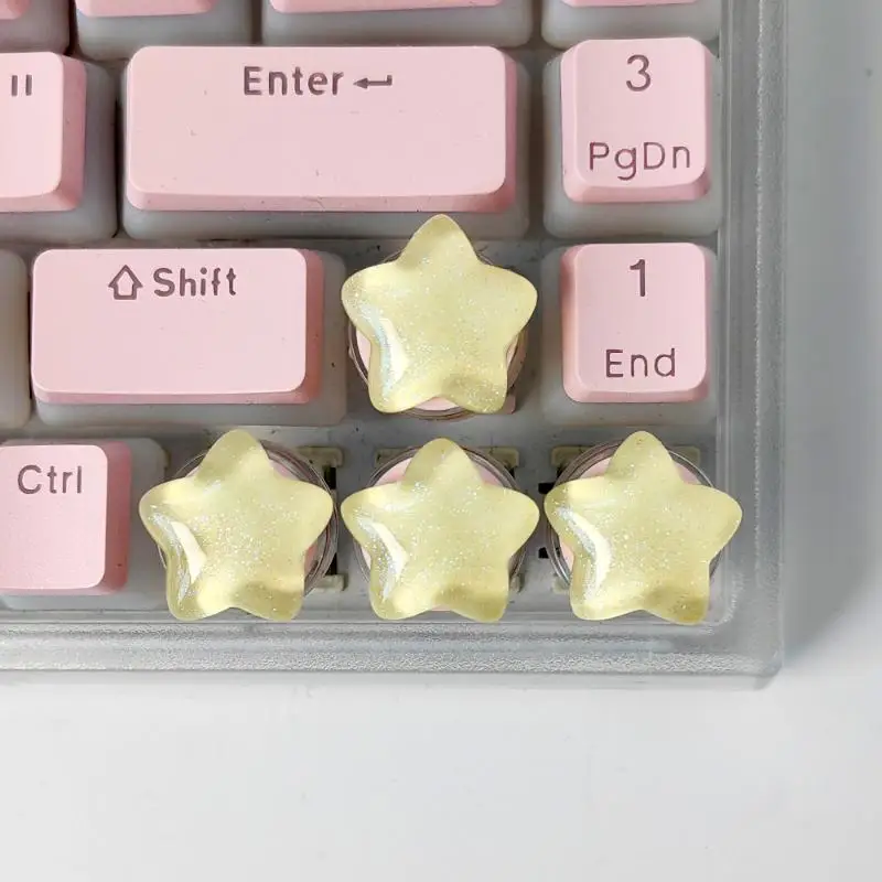 4Pcs Cute Star Keycaps Sweet Translucent Girl Personalized Gift Key Cap For Mechanical Keyboard Accessories