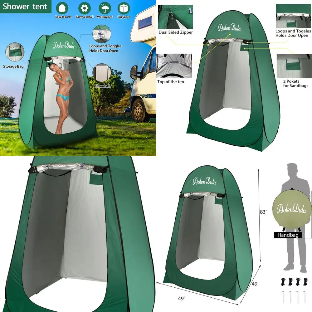 

Портативная водонепроницаемая всплывающая палатка диаметром 3000 мм для кемпинга и пляжа — легкая раздевалка с сумкой для переноски и кольями