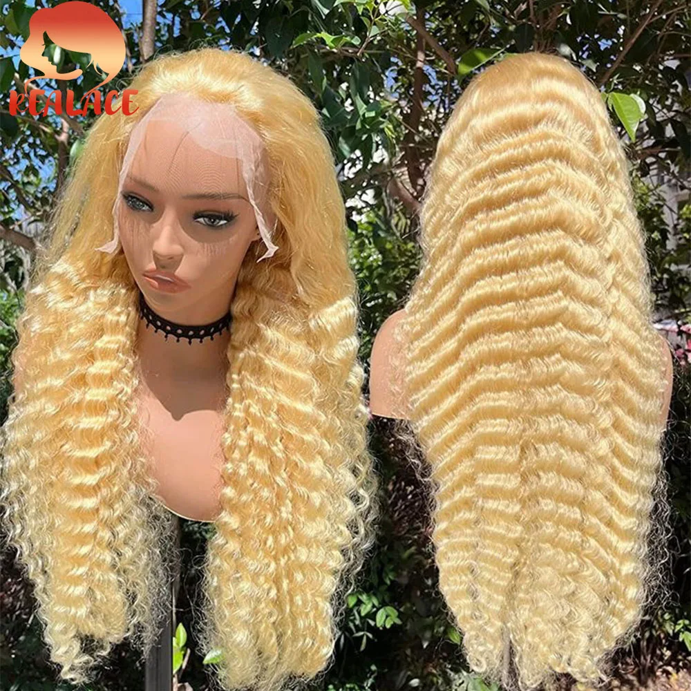 

Кудрявый парик из натуральных волос 613 блонд, с кружевной передней частью, волнистый, 13x6, предварительно выщипанный, для женщин, глубокая волна, HD кружево, из натуральных волос