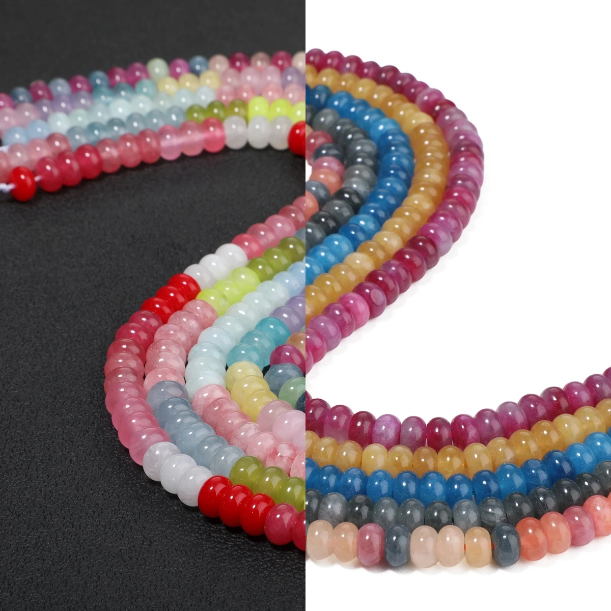 Natural Morganite Tourmaline Jade Colored Rabbit Hair Quartz Stone Beads 8x5mm Multicolor Spacer Beads for DIY Jewelry Pendant